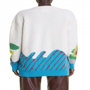 Tekstūrinis vilnos mišinio megztinis megztas ilgomis rankovėmis vyriškas
