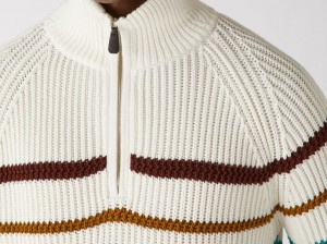 OEM Qualityгары сыйфатлы озын җиңле пульвер ярым-зип свитер төсле сызыклар очраклы ир-ат свитеры