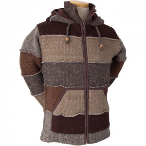 Zipper Cardigan Combines Colors Patchwork Fleece Lined Men Sweater
