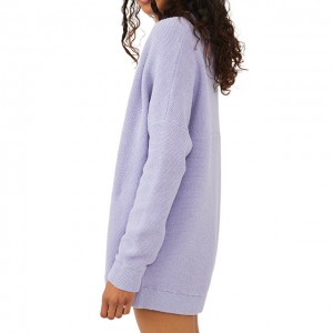 Slim at gentle purple knitted cardigan slouchy jumper women