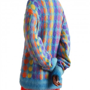 Benotzerdefinéiert Knitwear Fabrikant beschwéiert iwwerdimensional Polka Dot gekämmt Jacquard Sweater