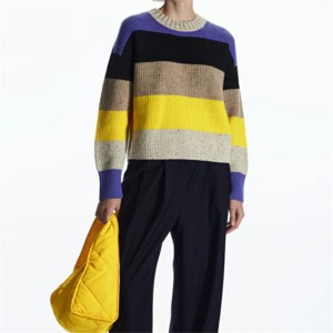 Custom Knit Striped volor Sweater Chunky Cropped Wool Jumper