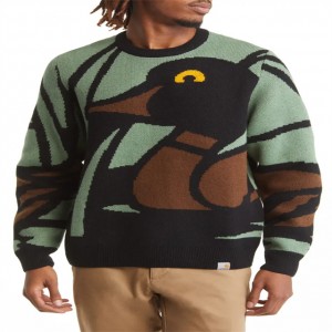 Casual Long Sleeve Duck Wool Blend Men's Crewneck Sweater