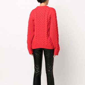 겨울 여성용 무거운 스웨터 트위스트 라운드 넥 풀오버