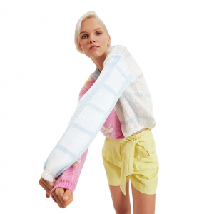 Najpredávanejší dámsky žakárový tkaný pulóver s výstrihom do V vo farbe