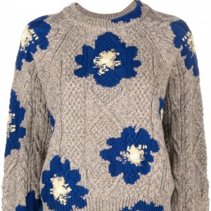 2023 Sweater Kasmir pullover awéwé anyar kalayan cetakan kembang