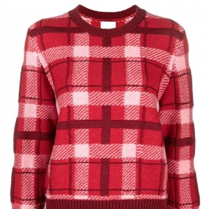 Women’s fashion knitted checked wool set sweater