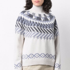 Pull en tricot jacquard à col roulé pour femmes, offre spéciale