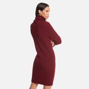 उच्च दर्जाचे रिब्ड स्वेटर काश्मिरी मिश्रित टर्टलनेक स्वेटर ड्रेस