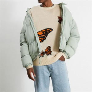 OEM vysoko kvalitný pletený žakárový sveter Butterfly Crew