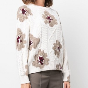 2023 Nowy sweter damski Kaszmirowy sweter z kwiatowym nadrukiem