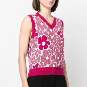 Women’s jacquard knit floral knit sleeveless vest sweater