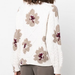 Sweater Kasmir pullover wanita baru 2023 dengan motif bunga