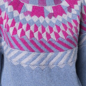 Vroče prodajan ženski žakard pleten pulover z želvo