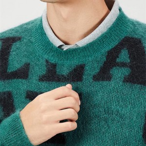 Mohēras monogrammas žakarda trikotāžas džemperis vīriešiem ar apkakli.