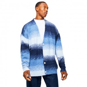 Custom Winter Long Sleeve Chunky Men’s Cardigan Logo Knitwear Sweater