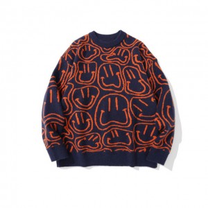 High Quality Smile Face Jacquard Knitted Sweater For Men