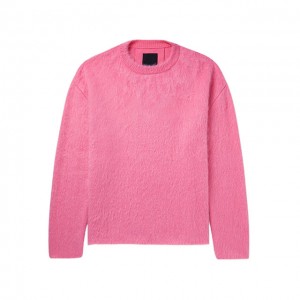 New Fashion Men’s Pink Mohair Pullover Custom logo Knitted Sweater