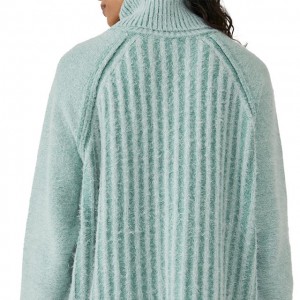 Měkký dámský jednobarevný zimní svetr s vysokým výstřihem pro ženy