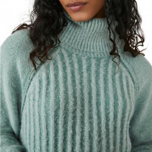 Soft sweater for ladies high neck solid color winter sweater for women