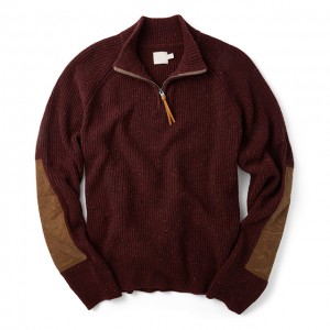 Men’s Quarter Zip Knitted Sweater Crew Neck Pullover