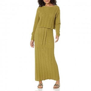Women’s Crochet Knitted Long Skirt with Stripe