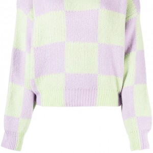 2023 sweaterek nû ya bi stûyê tîrêjê ya jinan a bi reng û rengê patchwork