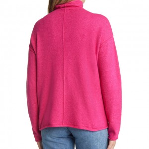 OEM&ODM Rose Red Funnel neck Pocket Women's Premium Sweater
