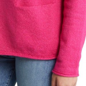 OEM&ODM Жіночий светр преміум-класу з кишеньковим вирізом і червоною лійкою