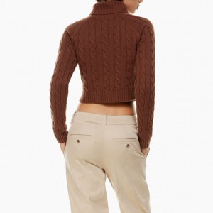 Autumn and winter pullover Cable-knit turtleneck sweater