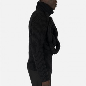 Custom Knit Tubular Turtleneck Jumper Umukara Mens Navy Sweater