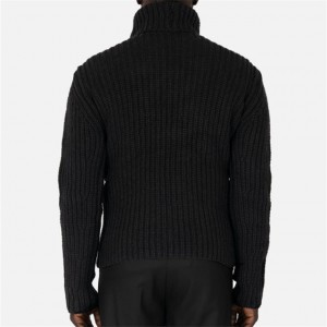 Custom Knit Tubular Turtleneck Jumper Black Mens Navy Sweater