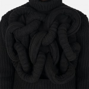 Custom Knit Tubular Turtleneck Jumper Svart Herr Marinblå tröja