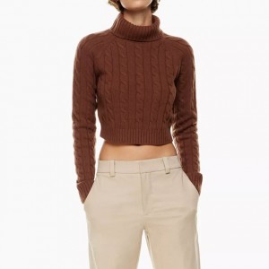 Autumn and winter pullover Cable-knit turtleneck sweater