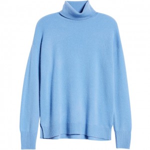 pullover Sweater Turtleneck Kasmir warna solid yang lembut dan menebal