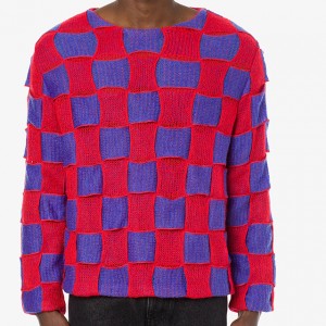 Custom Men Trikotaj Pullover Свитер Узун жең Дизайнер токулган свитер