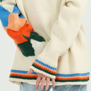 남성용 스트리트 웨어 남성용 멀티 컬러 카드게인 니트 스웨터 깊은 V 넥 특대 겨울 스웨터