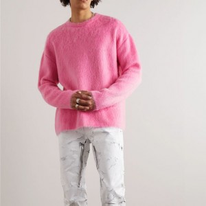 Mohair Pullover mavokely vaovao ho an'ny lehilahy Logo Custom Knitted Sweater