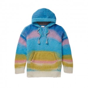 Men's Brushed Jacquard-Knit Mohair Hoodie Pullover Custom logo Knitted Sweater