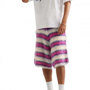 कस्टम पुरुषों की वाइड-लेग स्ट्राइप्ड मोहायर-ब्लेंड ड्रॉस्ट्रिंग शॉर्ट्स पैंट