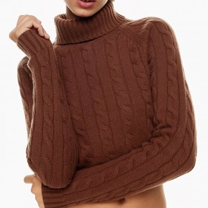 Jesenski in zimski pulover Pleten pulover z visokim ovratnikom