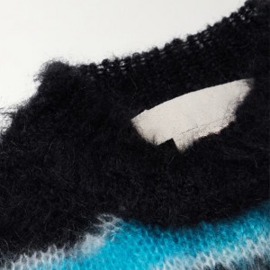 Высакаякасны мужчынскі вязаны швэдар з круглым выразам і мохеровый пуловер