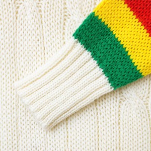 Moški pulover z več črtami po meri prevelik, kabelsko pleten pulover