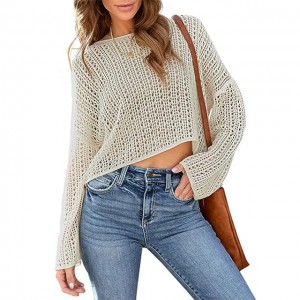 Women Crochet Top Aestas Long Sleeve PERFUSORIUS luctus pro Women MMXXIII Crewneck seges Pullover Shirts