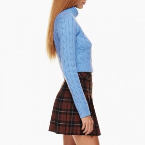 Универсальный дизайн Свитер с высоким воротником косой вязки, пуловер