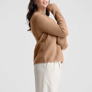 Maglione in cashmere da donna, pullover slim fit in maglia a righe
