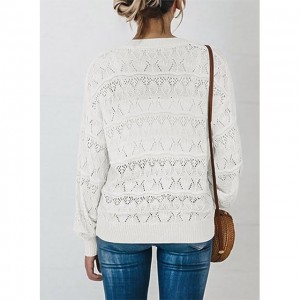 महिला उघडा समोर बटण लांब बाही Crochet विणणे कार्डिगन स्वेटर