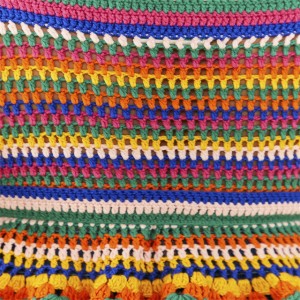 Short Sleeve Square Collar Multi Stitches Crochet Blouse