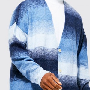 Suéter de malha com logotipo de cardigã masculino robusto de manga comprida de inverno personalizado