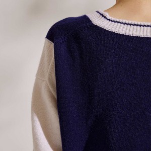 Suéter feminino manga comprida com decote em V